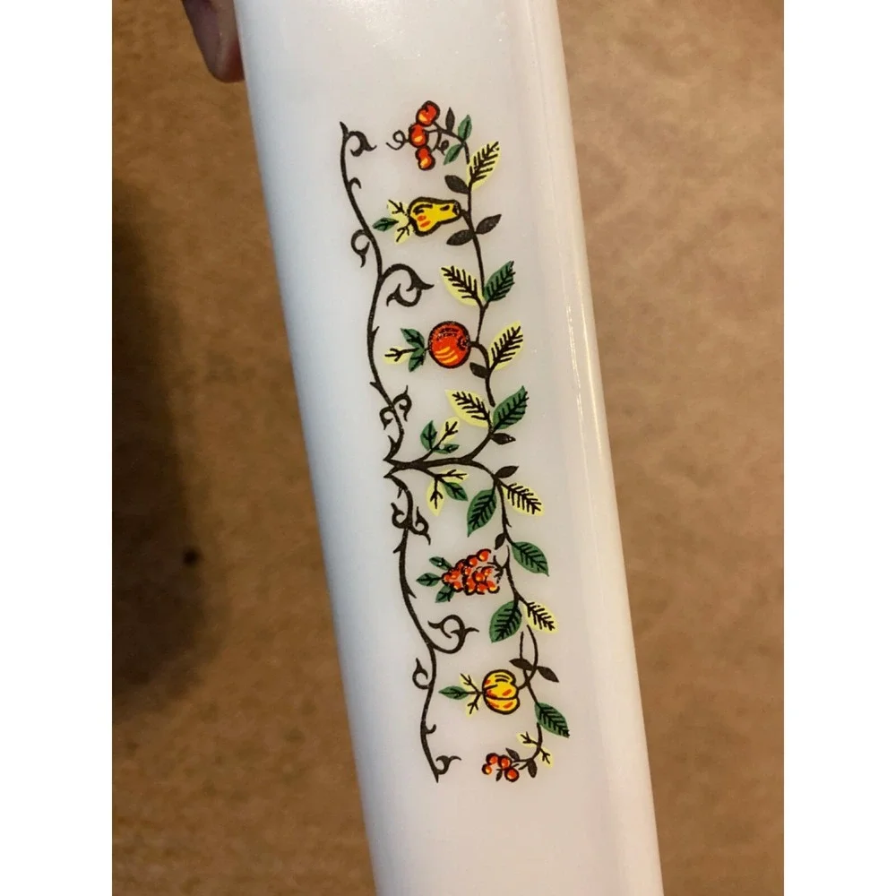 Vintage Fire King Anchor Hocking Ovenware 411 Fruit Tree Casserole Dish 2qt F6